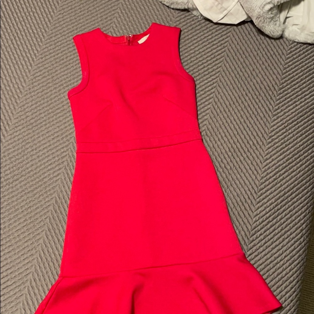 Hot pink dress with ruffled skirt